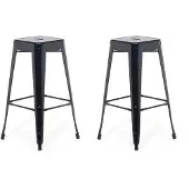 Beliani Trendy Barhocker 2er Set Schwarz Metall 76 cm Industriell