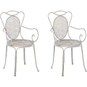 Beliani Gartenstuhl grau Metall 2er Set Balkon Terrasse Garten romantisch
