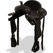 vidaXL Western-Sattel, Halfter & Brustblatt Echtleder 16" Schwarz