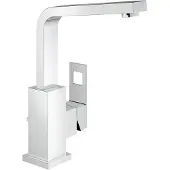 GROHE Eurocube Einhand-Waschtischbatterie, L-Size, Zugstangen-Ablaufgarnitur, schwenkbar, Ausladung 150mm, 2313500E, Farbe: Chrom