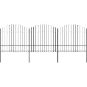 vidaXL Gartenzaun mit Speerspitze Stahl 504 x 175 cm Schwarz