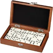 Philos Domino Spiel - Doppel 6 - Olivenholz - Holzklassiker