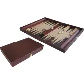 HOT Games Backgammonkoffer aus braunem Holz 35x23 cm mit HOT Steinen