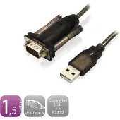 Ewent EW1116, Schwarz, 1,5 m, USB, 9 Sub-D, Stecker, Stecker