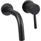 Differnz Inbouw-Waschtischarmatur Mattschwarz aus Messing, rechts, 24,6 cm Auslauf, 9,5 cm Einbautiefe