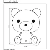 Lucide Kindertischleuchte Dodo Bär, weiß, dimmbar, ABS