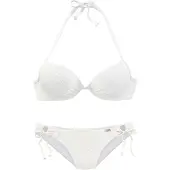 Buffalo Push-Up-Bikini , Damen, Gr. 36, Cup A, beige (creme), Polyamid, Strukturmuster, Bikini-Sets Push-Up-Bikini, mit modischer Struktur