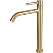 CEE Hohe gebogene Wastafelmengkraan aus Messing in Gold, 30,6 cm, für Kalt- und Warmwasser, Aufputz