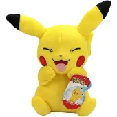 Jazwares Pokemon Plüschfigur (20cm) Pikachu Pichu Mampfaxo Kuscheltier Stofftier-Pikachu (Augen geschlossen)