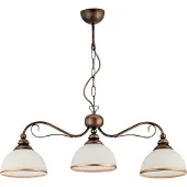 Jupiter XSARA Hängeleuchte Klassisch 3-flammig E27 Pendelleuchte Vintage Retro Landhausstil Handpatiniert Braun Glas Weiß