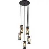 Rabalux 5340 Pendelleuchte 5 Spots Oberon, E14, braun-orange, rund, Industriell, ø350mm