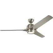 Kichler LED-Deckenventilator Zeus dreiflügelig, nickel gebürstet