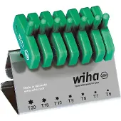 Wiha Stiftschlüssel mit Schlüsselgriff Set TORX 7-teilges Set schwarzoxidiert im Werkbankständer - 25624