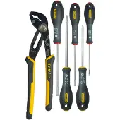 Stanley 6-teiliges Werkzeugset - - FATMAX - FMHT0-62639 - 250 mm Feststellzange + Elektrikerschraubendreher + Kreuzschlitzschraubendreher