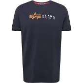 Alpha industries Kurzarmshirt "Alpha Label T", Herren, Gr. 3XL, blau (rep.blau), Single Jersey, Obermaterial: 100% Baumwolle, bedruckt, regular fit normal, Rundhals, Shirts Kurzarmshirt