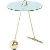 Kayoom Beistelltisch "Pendulum 525, mit runder Tischplatte", weiß (gold, weiß), B:46cm H:60cm T:46cm, Stahl, Glas, Tische, Beistelltisch, Marmoroptik, Gestell im Pendel-Design, praktisch tragbar