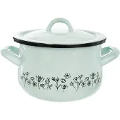 Orion Emaille-Topf emailliert BLUMEN 16 cm Deckel Gas Induktion