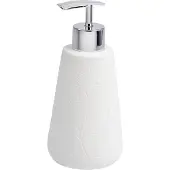 Wenko Flora Seifenspender, 300 ml, Nachfüllbarer Seifendosierer ideal für Bad, Küche und Gäste-WC, Weiß mit zartem Blümchen-Relief