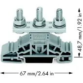 Wago 885-306 Bolzenklemme,seitliche Beschriftungsaufnahmen,für Tragschiene 35 x 15 und 35 x 7,5,grau 885306 - 25 Stück