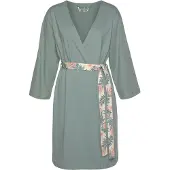 LASCANA Kimono , Damen, Gr. 32/34, grün (jadegrün), Baumwolle, mehrfarbig, Kurzform, Hausmäntel Kimono, in uni oder Allover-Druck