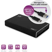 Ewent EW7070, HDD / SSD-Gehäuse, 2.5", SATA, 10 Gbit/s, USB Anschluss, Schwarz