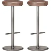 vidaXL Barhocker 2 Stk. Distressed Braun Echtleder