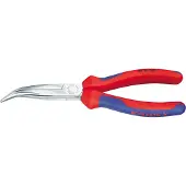 Knipex 26 25 200 Flachrundzange mit Schneide, gebogen, verchromt, 2K, 200mm