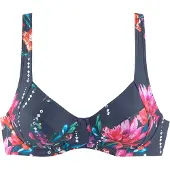 Sunseeker Bügel-Bikini-Top "Modern", Damen, Gr. 36, Cup C, blau (marine, bedruckt), Polyamid, bedruckt, floral, Bikini-Oberteile Bügel-Bikini-Top, in kompakterer Form