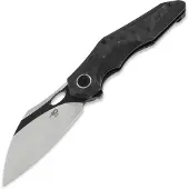 Bestech Nogard - Blackwash + Satin - Black Red Marble CF Taschenmesser, schwarz