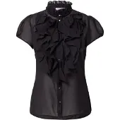 St. Tropez Chiffonbluse SAINT TROPEZ "LiljaSZ SS Shirt", Damen, Gr. XXL, schwarz, Chiffon, Obermaterial: 100% Polyester, leicht transparent, unifarben, normal, Blusen Chiffonbluse