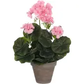 Mica Decorations Geranie h34 d20 cm rosa im Topf Stan d11,5 cm grau (roze)