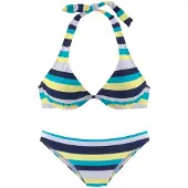 Venice beach Bügel-Bikini , Damen, Gr. 36, Cup B, bunt (marine, gelb, gestreift), Polyamid, gestreift, Bikini-Sets Bügel-Bikini, mit herausnehmbaren Softcups