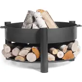 TRIZERATOP , Feuerschale "Montana 80" inkl. Holzlager, schwarz, 88 x 88 x 45 cm