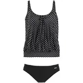 LASCANA Oversize-Tankini , Damen, Gr. 44, N-Gr, schwarz-weiß (schwarz, weiß), Polyamid, gepunktet, Bikini-Sets Oversize-Tankini, im modischen Pünktchen-Design, Topseller
