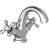 Schutte ELK Waschtischarmatur mit Zugstange, Wasserhahn Bad mit Ablaufgarnitur Waschbecken, Chrom