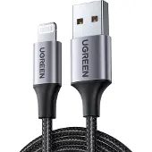 UGREEN UG-60156, 1 m, USB A, USB C/Lightning, Stecker, Stecker, Schwarz, Silber