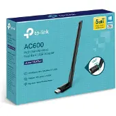 TP-LINK AC600-High-Gain-Dualband-USB-WLAN-Adapter, Eingebaut, Kabellos, USB, WLAN, 600 Mbit/s, Schwarz