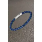 Lotus Armband "Silent Impact", blau, edelstahlfarben, Armbänder, 21,5cm, Edelstahl Leder, Edelstahl, Leder, Armband