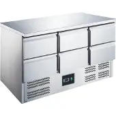 Saro Kühltheke ES 903 S/S, Edelstahl, Stabiler Kühltisch mit digitaler Temperaturkontrolle, 1 Kühltheke, 6 Schubladen