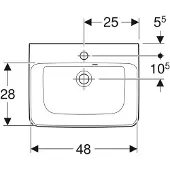 Geberit Handwaschbecken Renova Plan 50x38cm, HL mi, m asymetrischem Ü, w K-T