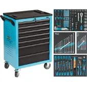 Hoenderdaal Assistent 178N-7/147, 7 Regale, Stahl, Schwarz, Blau, 20 kg, 4 Rad/Räder, 498 mm