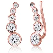 Elli Paar Ohrstecker "Ohrringe Ohrklemme Earclimber, mit Kristallen von Swarovski" Gr. 17, rosa (rosegold), Ohrringe, Damen, 17, Silber 925 (Sterlingsilber), Paar Ohrstecker