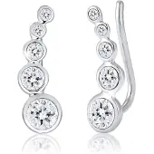 Elli Paar Ohrstecker "Ohrringe Ohrklemme Earclimber, mit Kristallen von Swarovski" Gr. 17, silber, Ohrringe, Damen, 17, Silber 925 (Sterlingsilber), Paar Ohrstecker