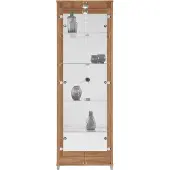 Fif möbel Vitrine FIF MÖBEL "OPTIMA", braun (nocefarben), B:57,5cm H:172cm T:32cm, Holzwerkstoff, Sicherheitsglas ESG, Schränke, Vitrine, Standvitrine, Vitrinenschrank, Glasvitrine, Sammlervitrine, LED