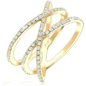 Elli Silberring "Ring Verschlungen Kristalle 925 Silber" Gr. 56, gold, Fingerringe, Damen, 56, Silber 925 (Sterlingsilber), Silberring