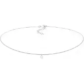 Elli Choker "Halskette Choker mit Anhänger Mondstein Rund 925 Silber" Gr. 36, silber, Halsketten, Damen, mit Steinen, Silber 925 (Sterlingsilber), Choker