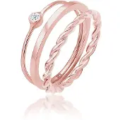 Elli Ring-Set "Ring Ring-Set mit 925 Silber, mit Kristallen von Swarovski" Gr. 58, rosa (rosegold), Fingerringe, Damen, 58, Silber 925 (Sterlingsilber), Ring-Set