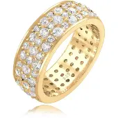Elli Silberring PREMIUM "Ring Microsetting Zirkonia Weiß 925 Sterling Silber" Gr. 58, gold, Fingerringe, Damen, 58, Silber 925 (Sterlingsilber), Silberring
