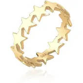 Elli Silberring "Ring Sterne Star Astro 925 Silber" Gr. 58, gold, Fingerringe, Damen, 58, Silber 925 (Sterlingsilber), Silberring