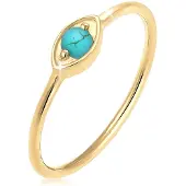 Elli Silberring "Ring Evil Eye Talisman Symbol mit Türkis 925 Silber" Gr. 58, gold, Fingerringe, Damen, 58, Silber 925 (Sterlingsilber), Silberring